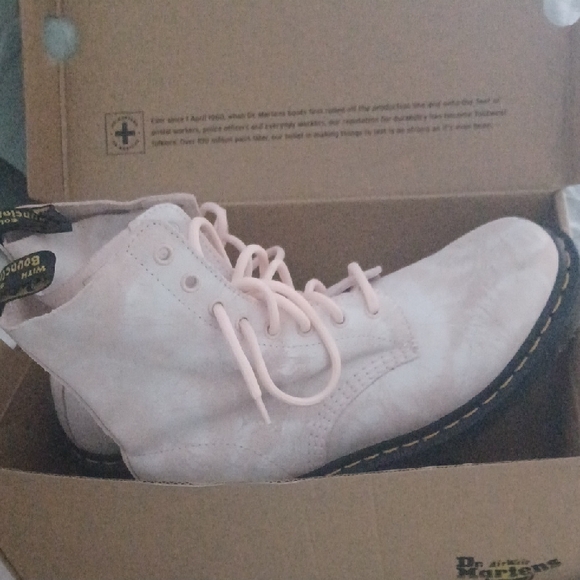 Dr. Martens Shoes - Dr. Martens Women's Pale Pink Suede Lace-Up Boots